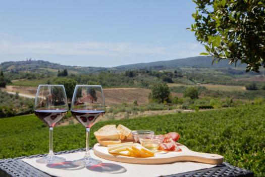 Degustacja wina i oliwy toskańskiej w gospodarstwie w San Gimignano